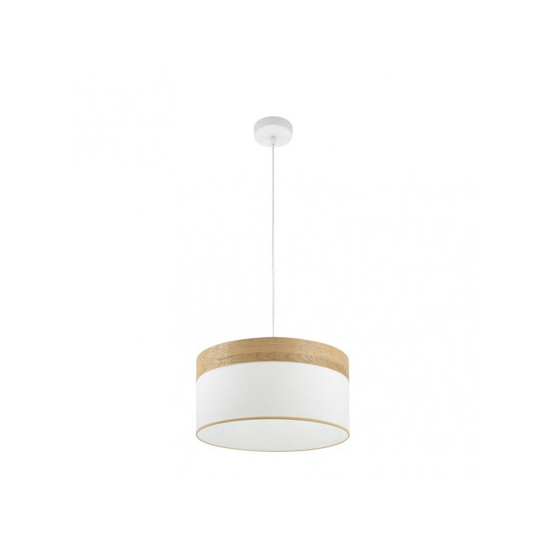 Colgante Cloe 1xe27 Blanco/blanca-madera Clara Regx40x40 cm