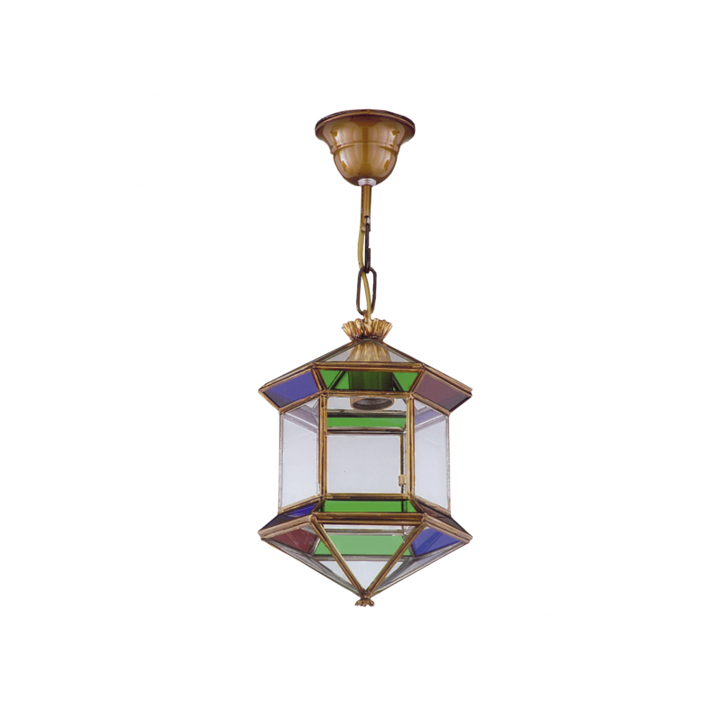 Farol Granadino Hexagonal 1xe27 Colores REGx21x21 Cm