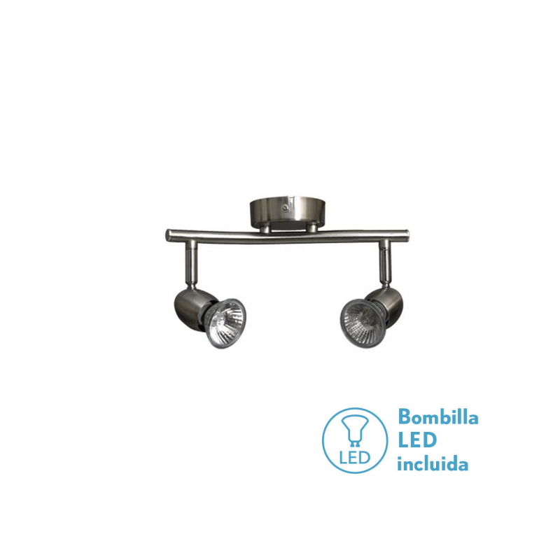 Regleta Foco Sonora Niquel 2xgu10 Bomb. LED incl 15x26