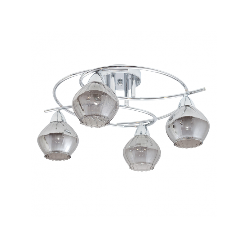 Plafon 4xe14 Smoky Cromo Tulipa Cristal