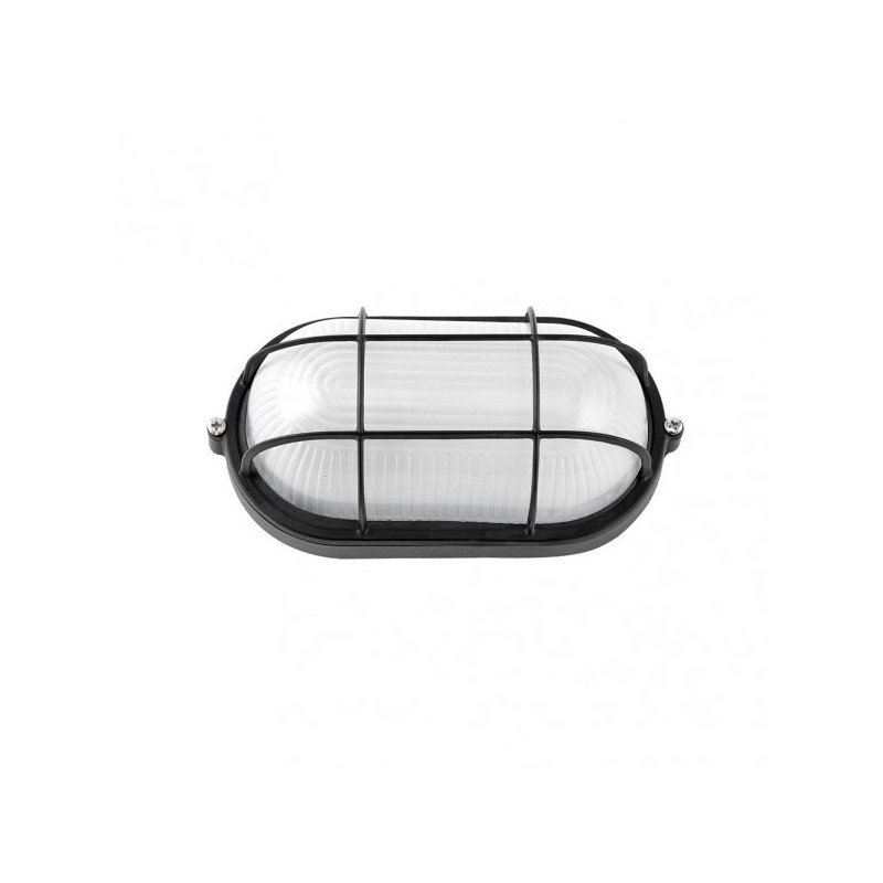 Aplique Ext. Oval Aluminio Apus Peq. 1xe27  Negro  9x21x10,5 Cm Ip44