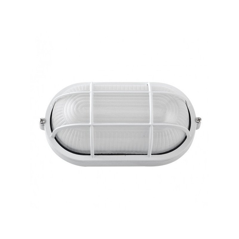 Aplique Ext.oval Aluminio Apus Grande 1xe27 Blanco 11,5x27,5x15,5 Cm  Ip44