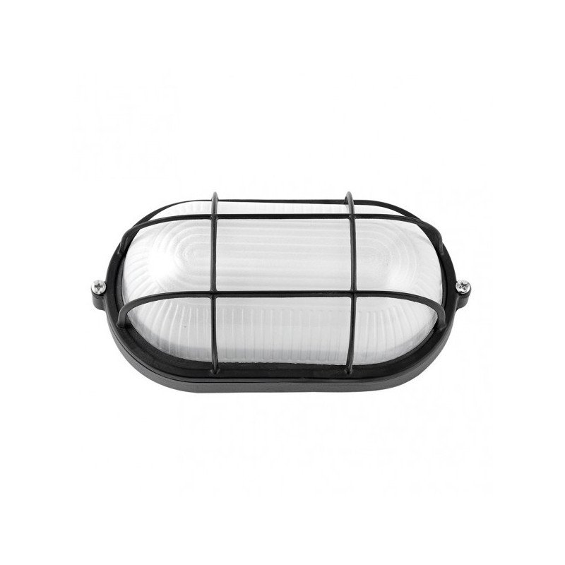 Aplique Ext.oval Aluminio Apus Grande 1xe27 Negro 11,5x27,5x15,5 Cm  Ip44