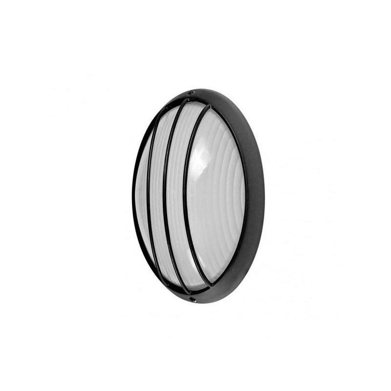 Aplique Ext.oval Aluminio Aquila Peq.1xe27 Negro  10,5x22x14 Cm Ip44