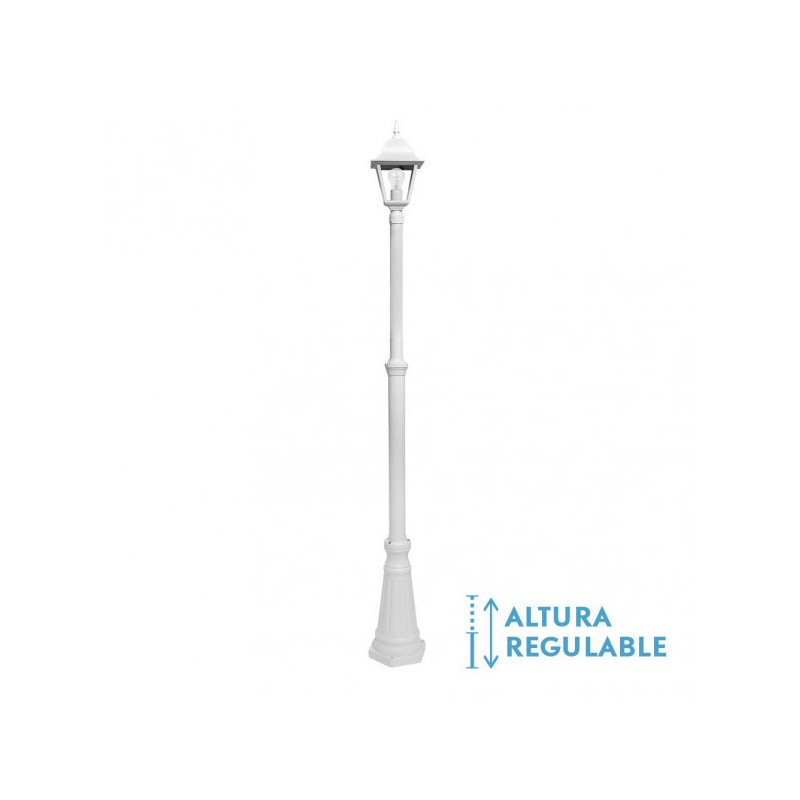 Farola Exterior Aluminio Spica 1xe27 Blanco Ip44 220x20x20 Cm Regulable En Altura