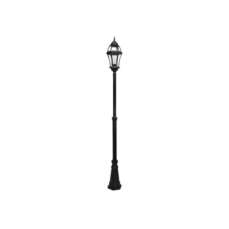 Farola Exterior Aluminio Becrux 1xe27 Negro Ip44 234x25x25 Cm Regulable En Altura