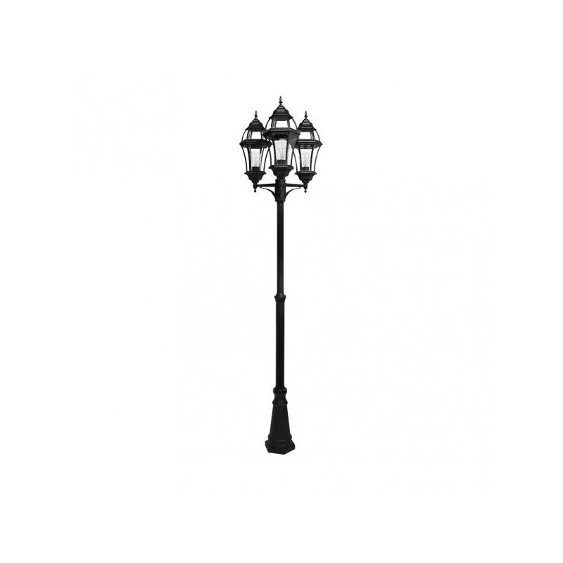 Farola Exterior Aluminio Becrux 3xe27 Negro Ip44 234x60x60 Cm Regulable En Altura Ip44