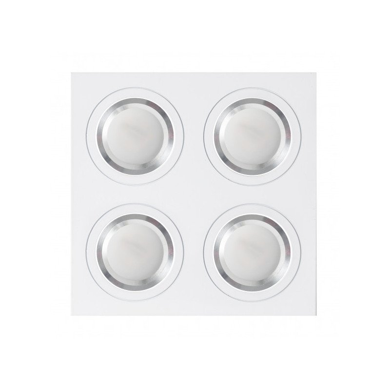 Plafon Foco Empotrar Blanco/cromo 4xgu10 Incluida 24w 4000k 2400lm 17,5x17,5x2 Androide