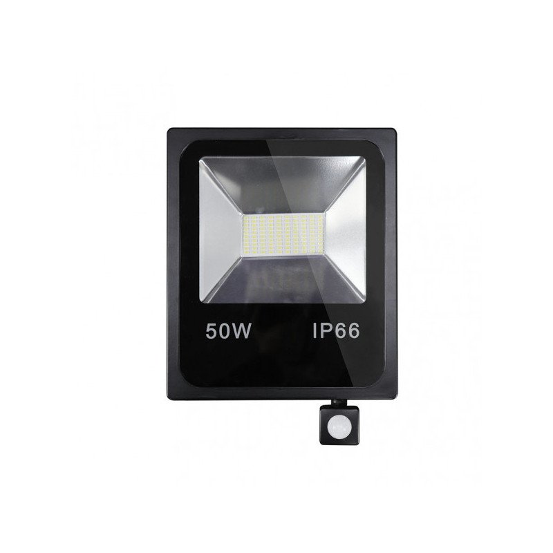 Proyector C/sensor  Olivino 50w 6500k Negro 4500lm  Led Sm Ip66 33,5x24x6 Cm