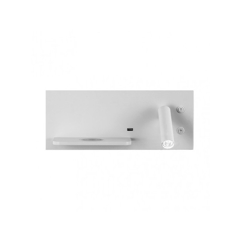 Aplique 2+8w 4000k Velazquez Dcho Blanco Usb+qi  130lm Doble Encendido 14x35x14 Cm