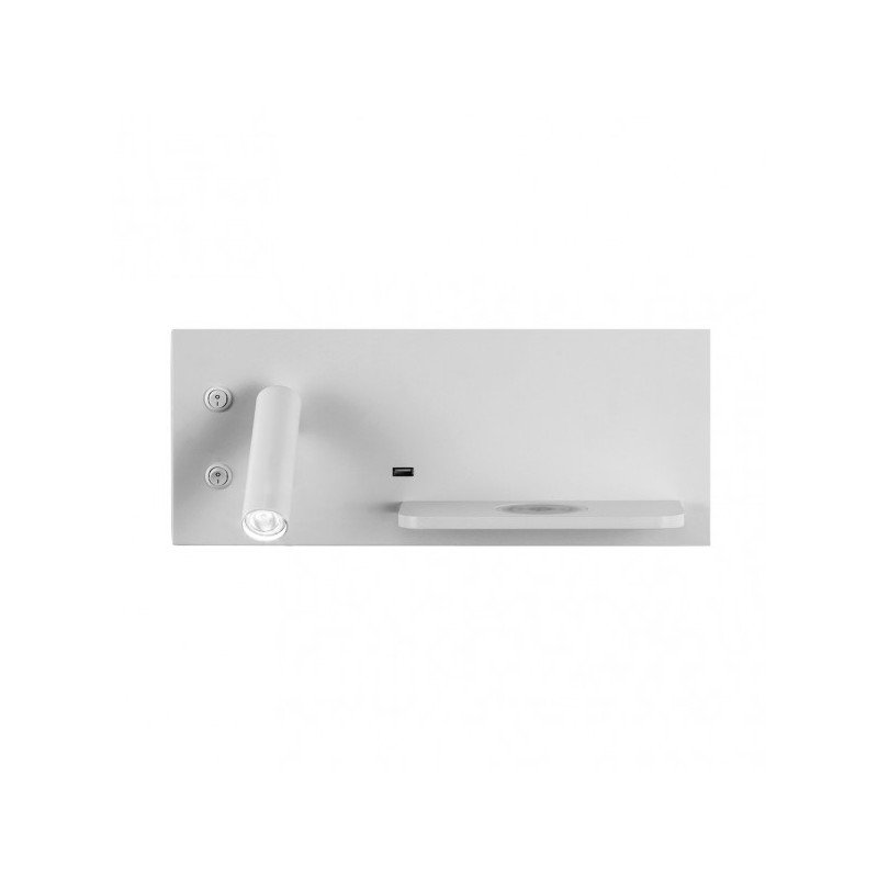 Aplique 2+8w 4000k Velazquez Izqdo Blanco Usb+qi  130lm Doble Encendido 14x35x14 Cm