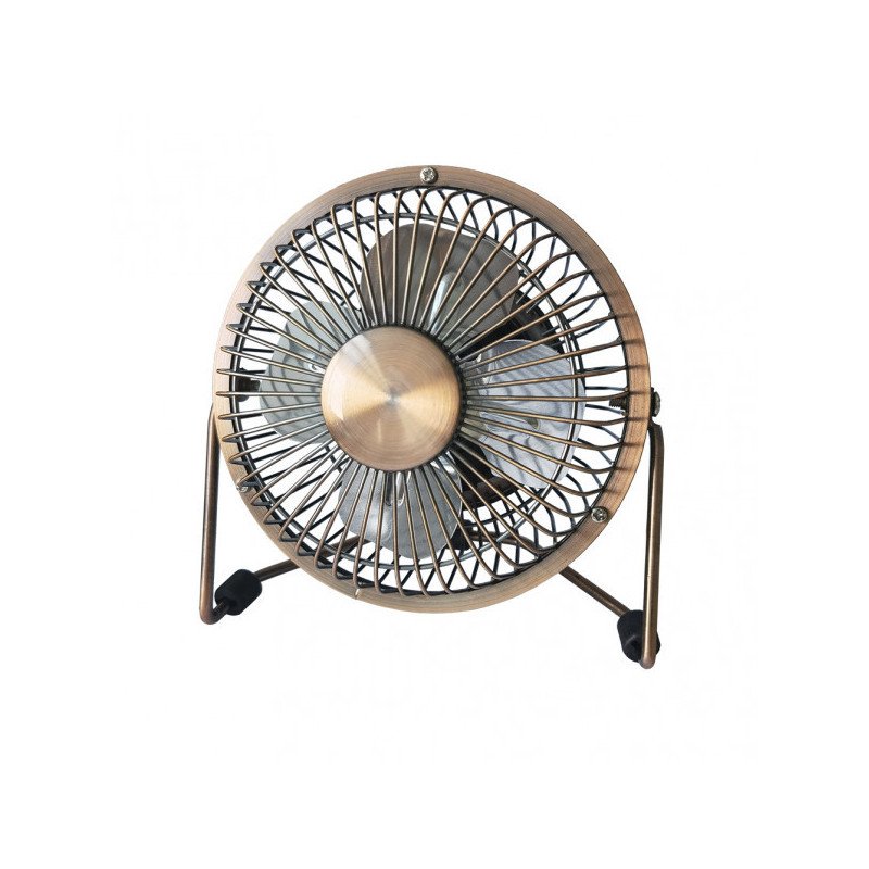 Miniventilador Sobrem.metal Bulerias 2,5w 5v Bronce 14,8X14,2X7,6 Cm Orientable Alimentacion Mediante Puerto Usb