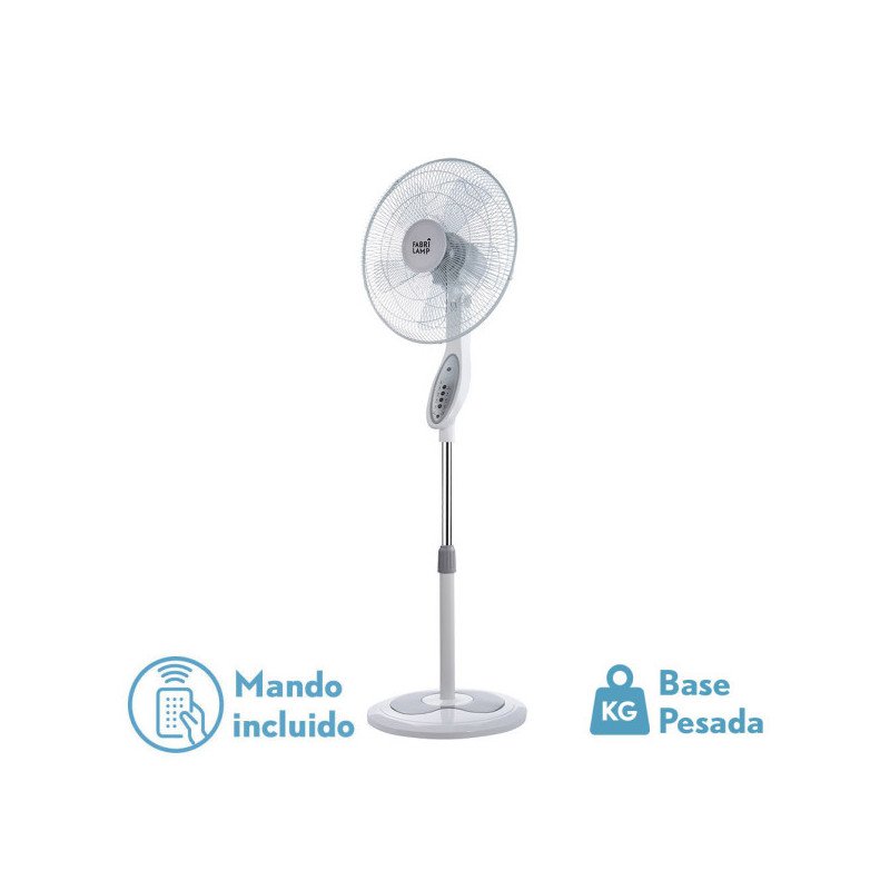 Ventilador De Pie Floxo Blanco/gris 3 Vel. 45w  C/remoto Temporizador 5 Aspas Regx44,5x40 Cm