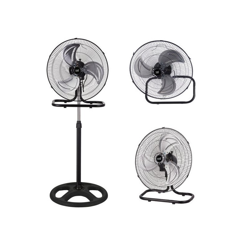 Ventilador 3 En 1 Recio Negro 50 D 3 Vel. 70w  3 Aspas Aluminio En Plata Oscilante