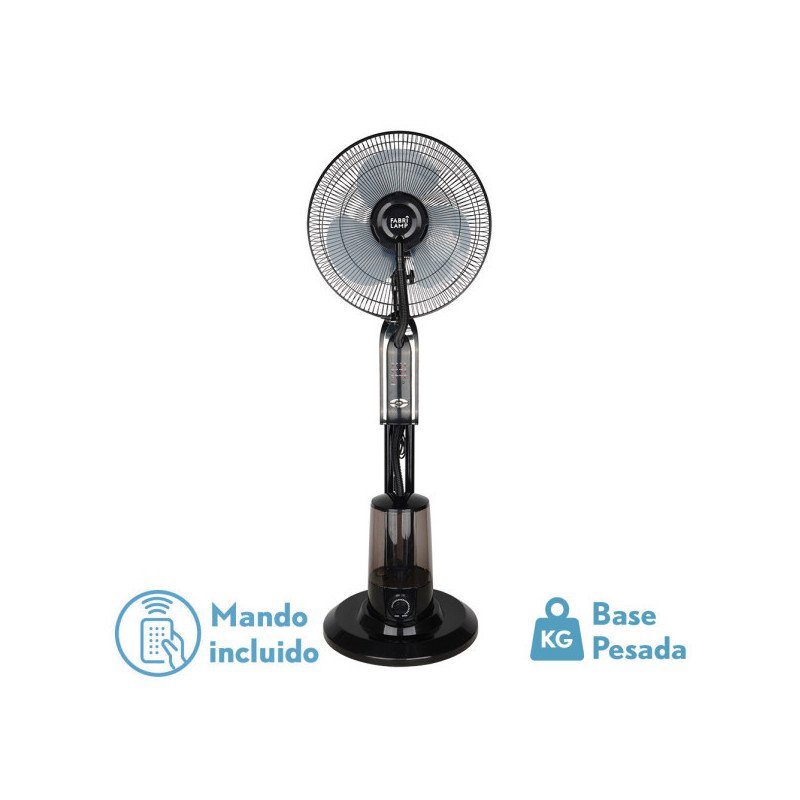 Ventilador De Pie Tromba Negro 3 Vel 80w Nebulizador  Tanque De Agua 3L C/remoto Y Temporizador 130x43x40 Cm