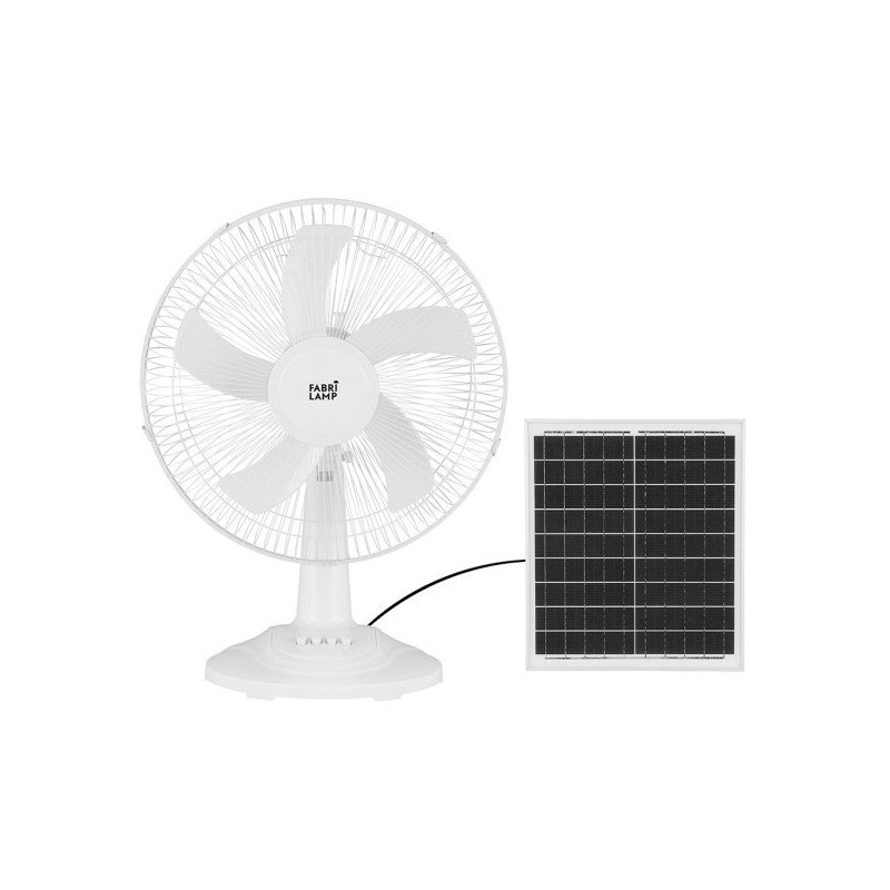 Ventilador DC Sobremesa Solar Abanico Blanco 20w 3velocidades 5 Asp.blancas  63x43x30,5cm 4,20m De Cable