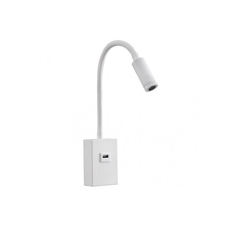 Aplique 3w 4000k Capote Blanco Usb E Interrupt. 43x6x4 Cm 285lm Articulab. Y Orientab.