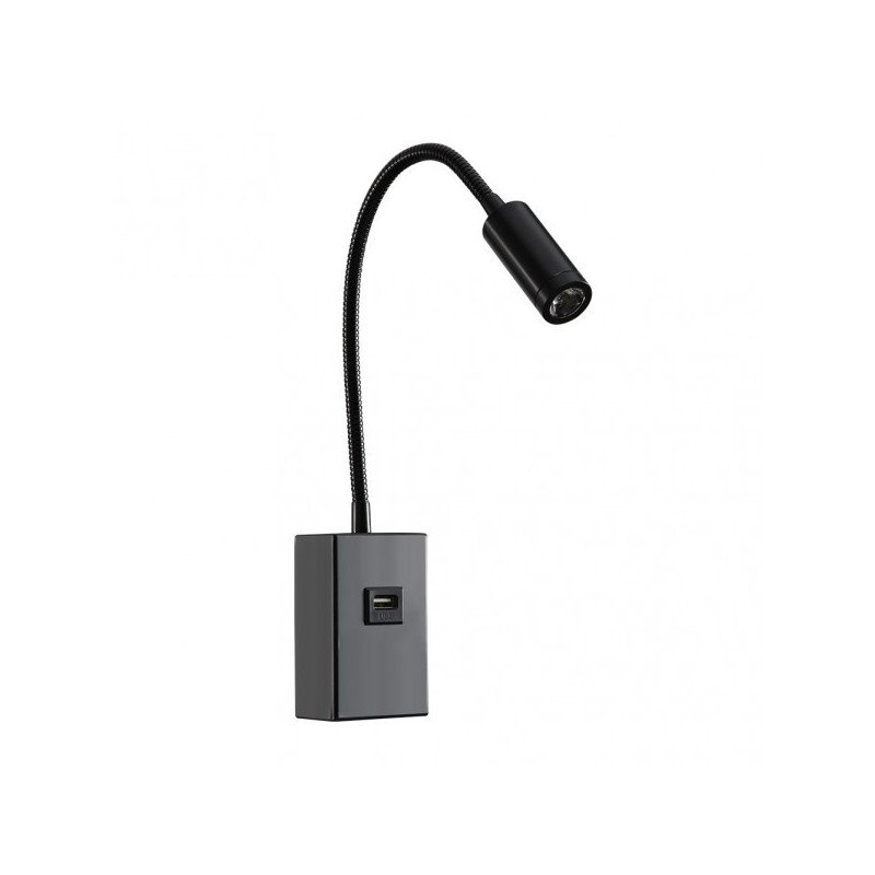 Aplique 3w 4000k Capote Negro Usb E Interrupt. 43x6x4 Cm 285lm Articulab. Y Orientab.