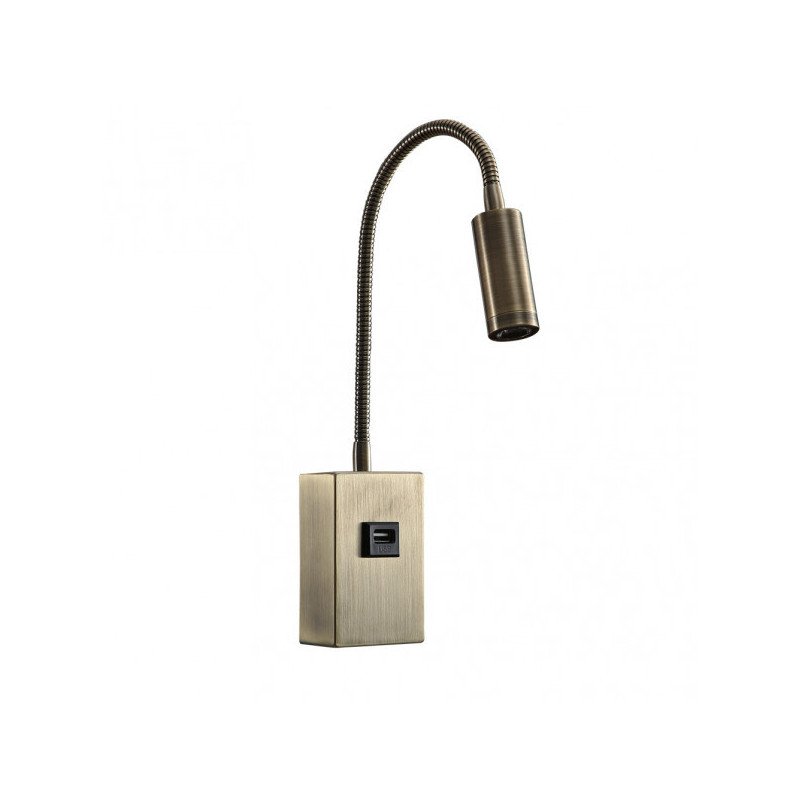 Aplique 3w 4000k Capote Cuero C/usb E Interrupt. 43x6x4 Cm 285lm Articulab. Y Orientab.