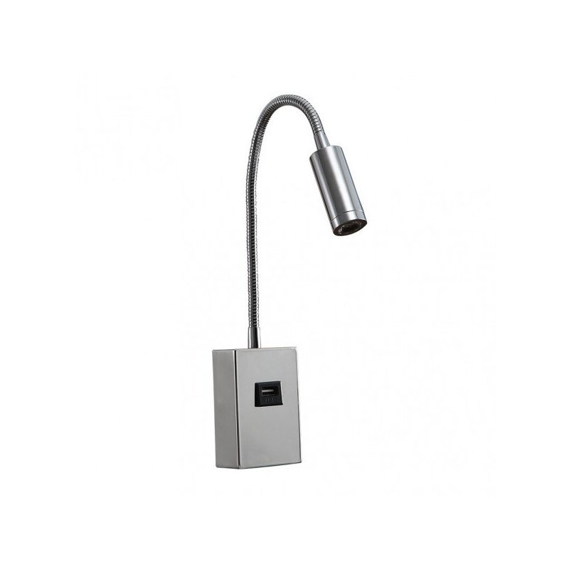 Aplique 3w 4000k Capote Cromo C/usb E Interrupt. 285lm 43x6x4 Cm Articulab. Y Orientab.